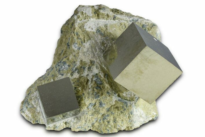 Two Natural Pyrite Cubes In Rock - Navajun, Spain #361860